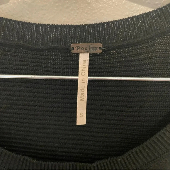 Poof Sweater Womens Long Sleeve Casual Black Size Small Oversized Free People - Picture 5 of 6
